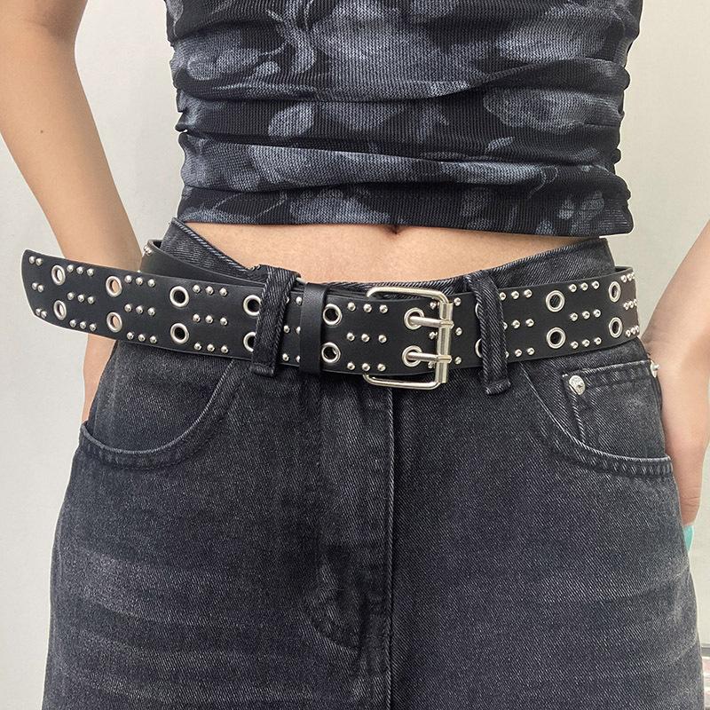 Women's Rivet Belt Fashion Casual Punk Style Pu Leather Waistband Personalized Waistband Decoration Accessory