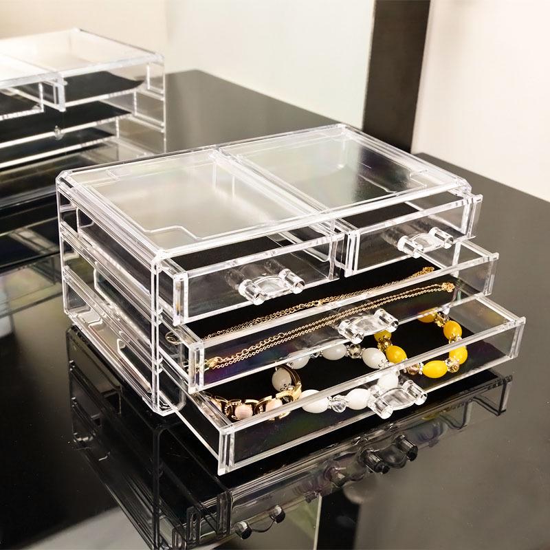 Clear Acrylic Jewelry and Skincare Organizer - Dustproof, Extra Large Storage with Drawers