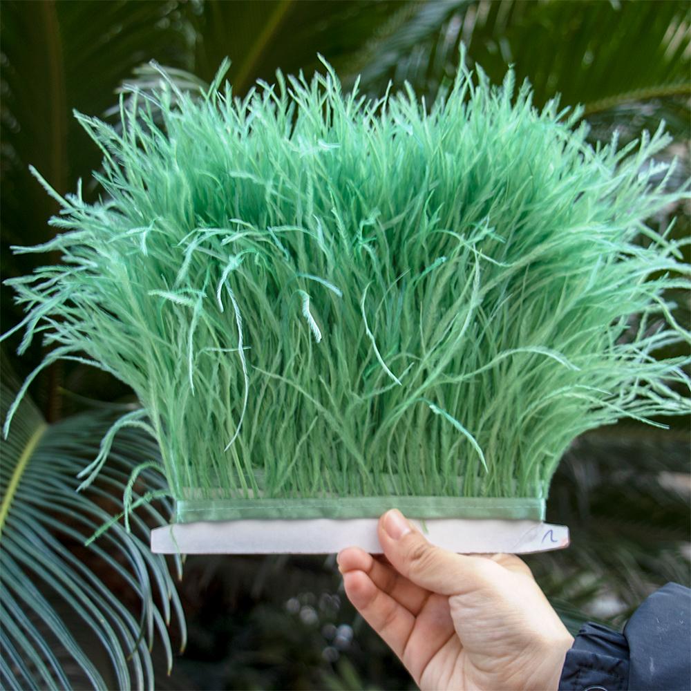 1M Natural Ostrich Feathers Trim White Clothing Sewing Ribbon 8-10cm Feather Fringe for Wedding Party Decoration Crafts Plumes