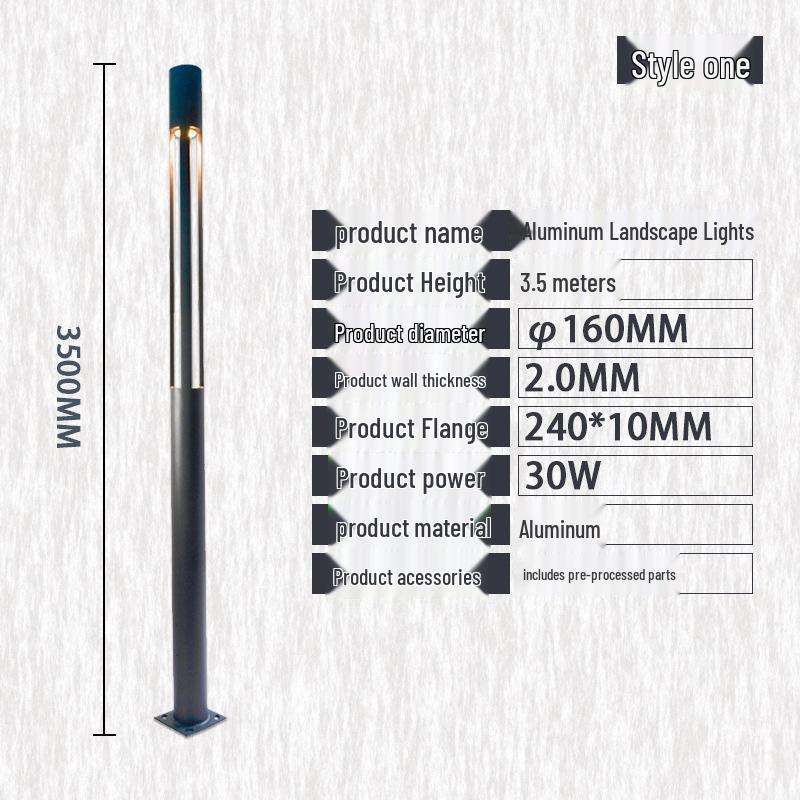 Solar Aluminum Garden Light: Modern Square Post for Outdoor Courtyard