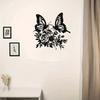 Butterfly Flower Metal Wall Art, Black Floral Bouquet Decor for Living Room, Valentine Wedding Mother Day Gift