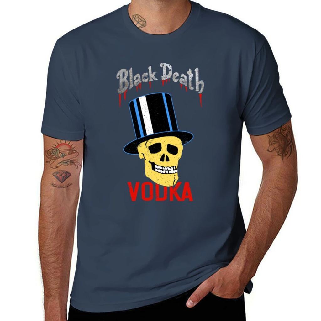Black Death Vodka T-Shirt anime blanks T-shirts for men cotton