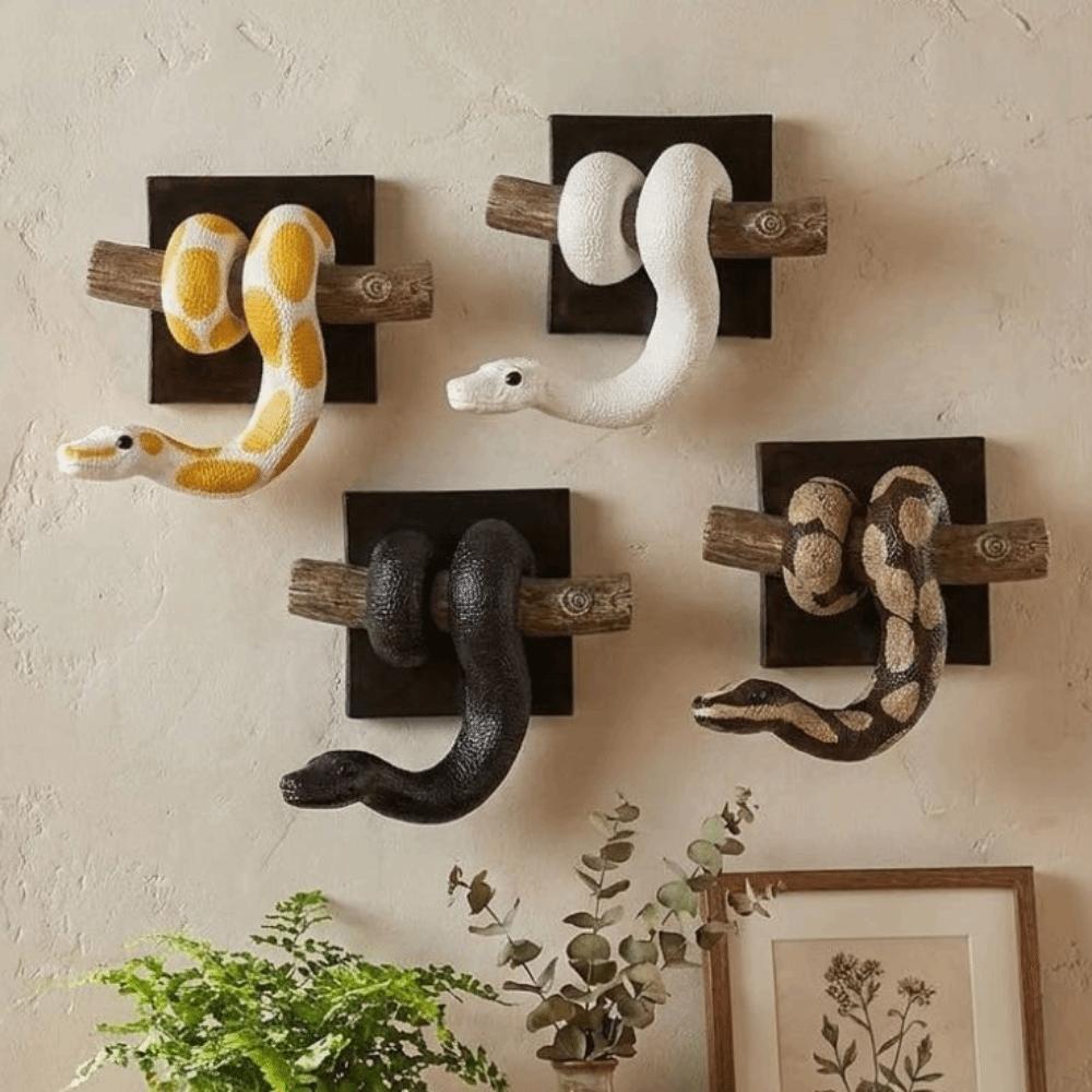 Reptile Themed 3D Metallic Snake Sculpture Gothic Accent Python Wall Ornament Halloween