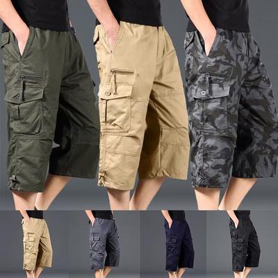 Pantaloni da lavoro da uomo, pantaloncini casual con tasche, pantaloncini sportivi estivi da uomo lunghi fino al ginocchio