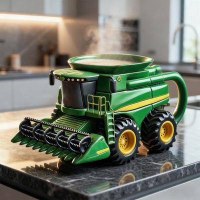 Yousheng Handcrafted Tractor Coffee Mug 11 Ounces Semi-trailer Shaped Cup Vintage Farm Equipment Mugs Creative Gift for Farm And Truck Lovers