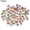 100Pcs Flower Print Wood Buttons 2 Holes Scrapbook Clothing Sewing DIY Crafts
