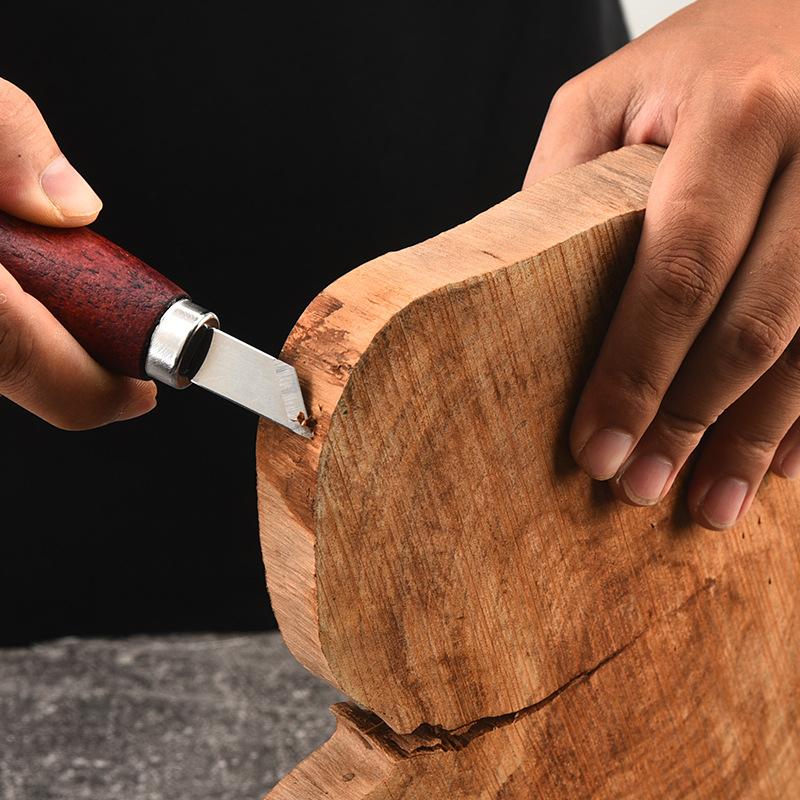 Ręcznie robiony nóż do rzeźbienia z drewnianą rączką Stal nierdzewna Nóż do przycinania do produkcji drewna DIY Rzeźbienie Segmentacja skóry Cięcie