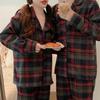 Couples' Matching Plaid Pajamas: Winter Long Sleeve & Pants Set for Indoor/Outdoor Wear
