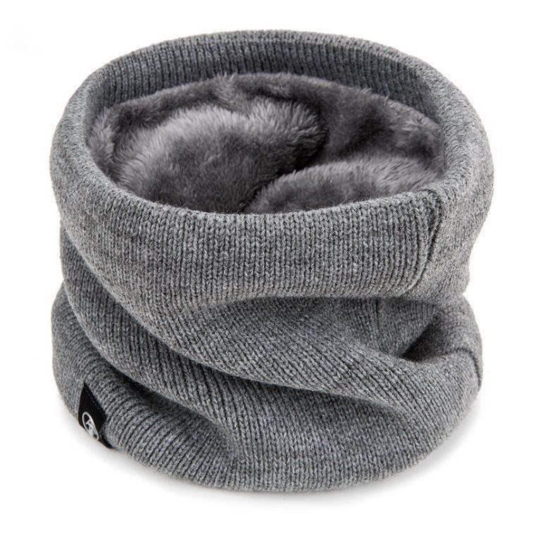 Unisex Thick Plush Knit Neck Gaiter, Wool Pullover Hat, Windproof Winter Warmer