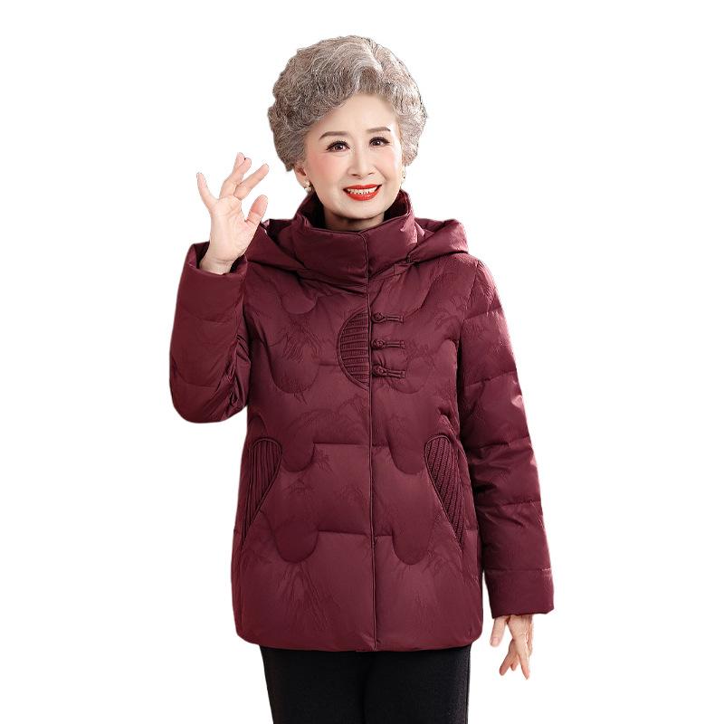 Dicke Daunenjacke für Damen: Warmer weißer Daunenmantel für ältere Menschen, festliche Winterkleidung
