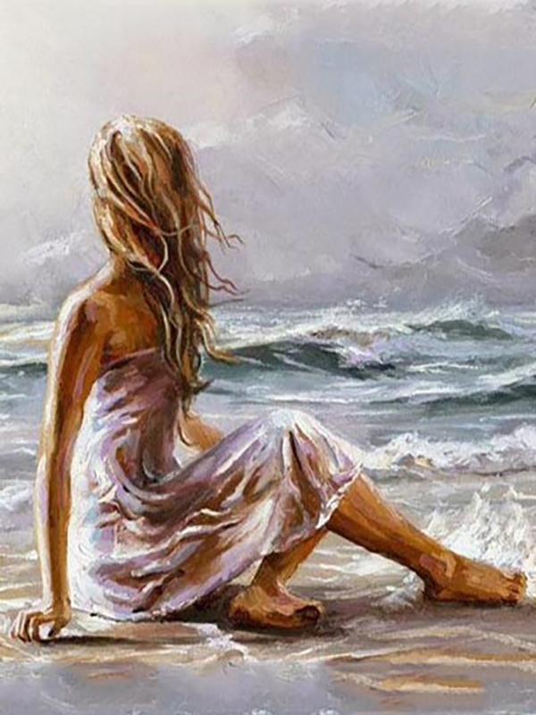 Diy 5d pintura completa de diamantes bordado de dibujos animados cuadrado redondo taladro playa chica mosaico punto de cruz arte Hecho A Mano Hobby