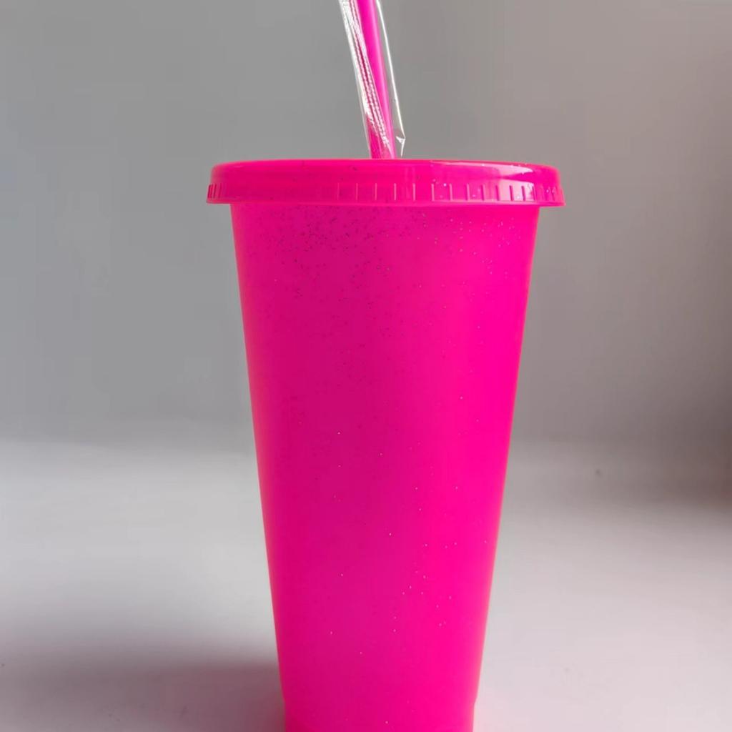 1PCS Flash Powder Tumbler with Straw Reusable Hard Plastic Cups for Party Girl BPA FREE Water Bottles Wholesale Holiday Gifts