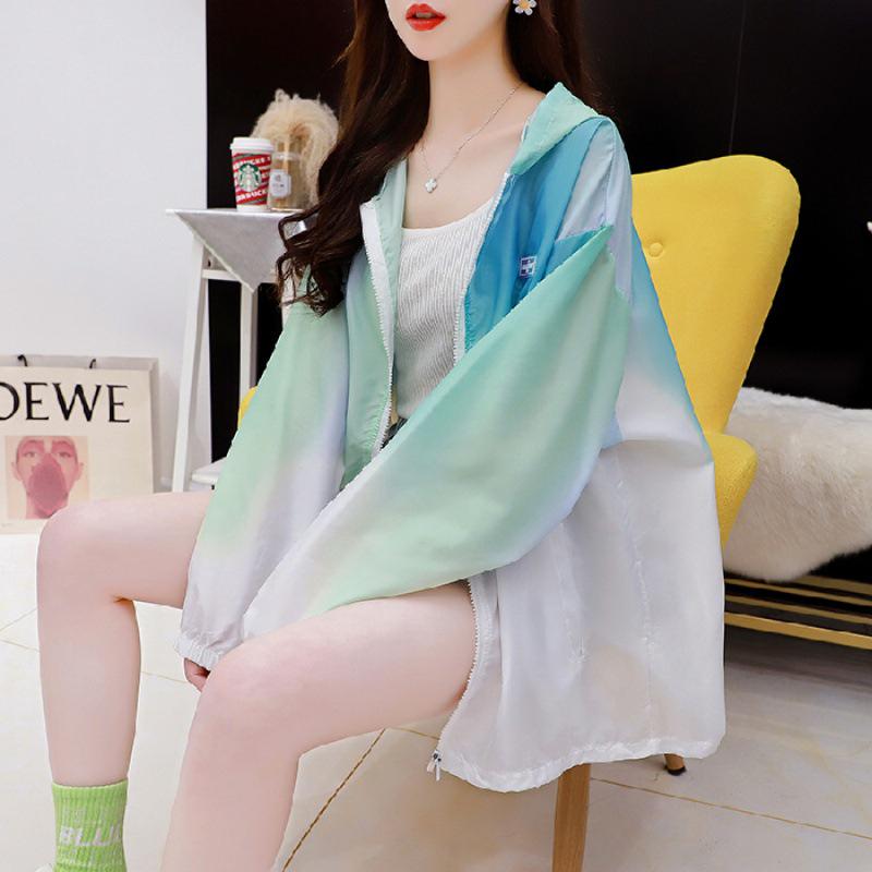 

Летний кардиган градиентного цвета средней длины на молнии с защитой от солнца 2024 года (100% полиэстер) 2XL зелёный