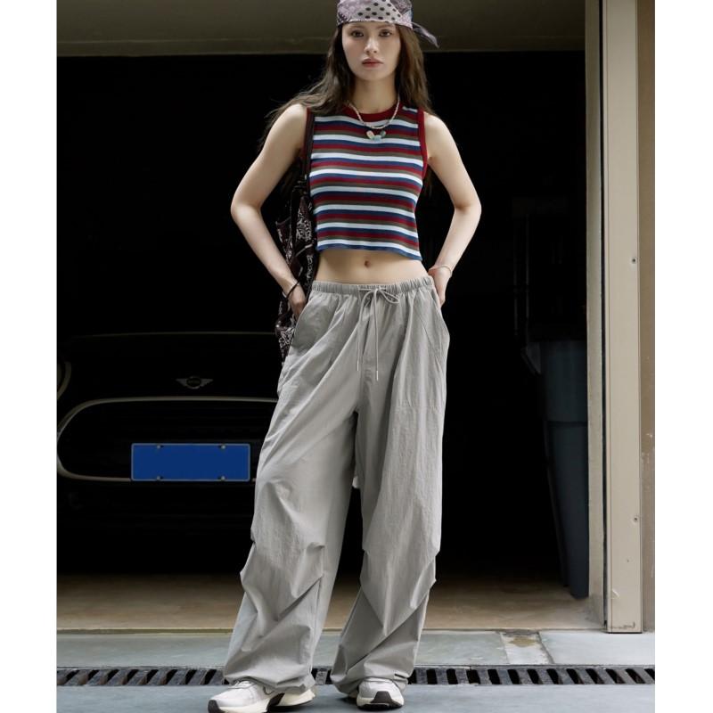Johnature Summer Korean Street Wide-leg Casual Women Pants Loose Casual Thin Breathable Cargo Pants