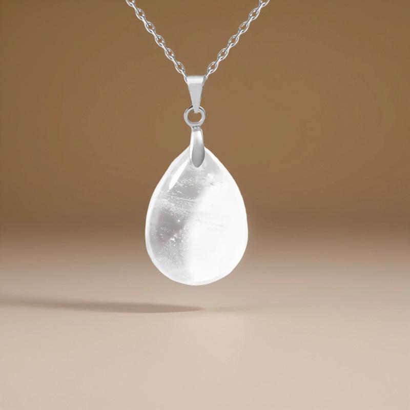 High quality hot selling natural crystal stone water drop pendant necklace jewelry simple fashion necklace merchandise jewelry