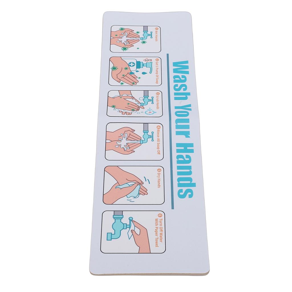 Hand Washing Instruction Sign Poster Water Proof Self Adhesive Hand Washing for School Restaurant
