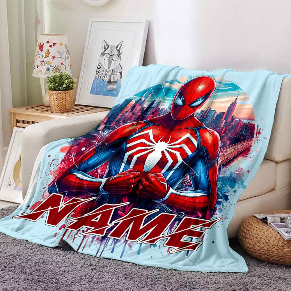 Custom Name "Spider-Man: City Hero" Blanket for Couch & Bed, Plush Cozy Fuzzy Blanket Super Soft & Warm Blankets for Fall and Winter. 0908170