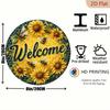 1pc Vintage Metal Welcome Wreath Sign with Bees & Sunflowers, 20cm Round Wall Decor, UV Scratch Resistant