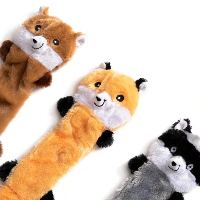 1pc Pet Plush Squeaky Toy, Raccoon & Squirrel Shaped Chew Toy, Durable Dog/Cat Teething And Biting Toy For Self-Play And Training