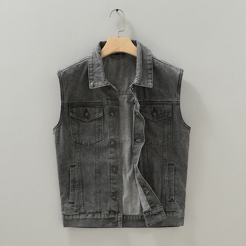 Clearance Denim Vest Jacket for Men, Spring and Autumn, Trendy Brand, Loose Fit, Cool Style, Workwear Vest