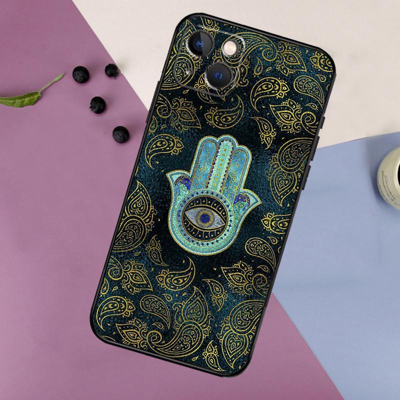 Hamsa Hand Of Fatima Art Silicone Case For iPhone 17 15 13 12 11 14 Pro Max 16 Plus 12 13 Mini 16e 17 Air Back Cover