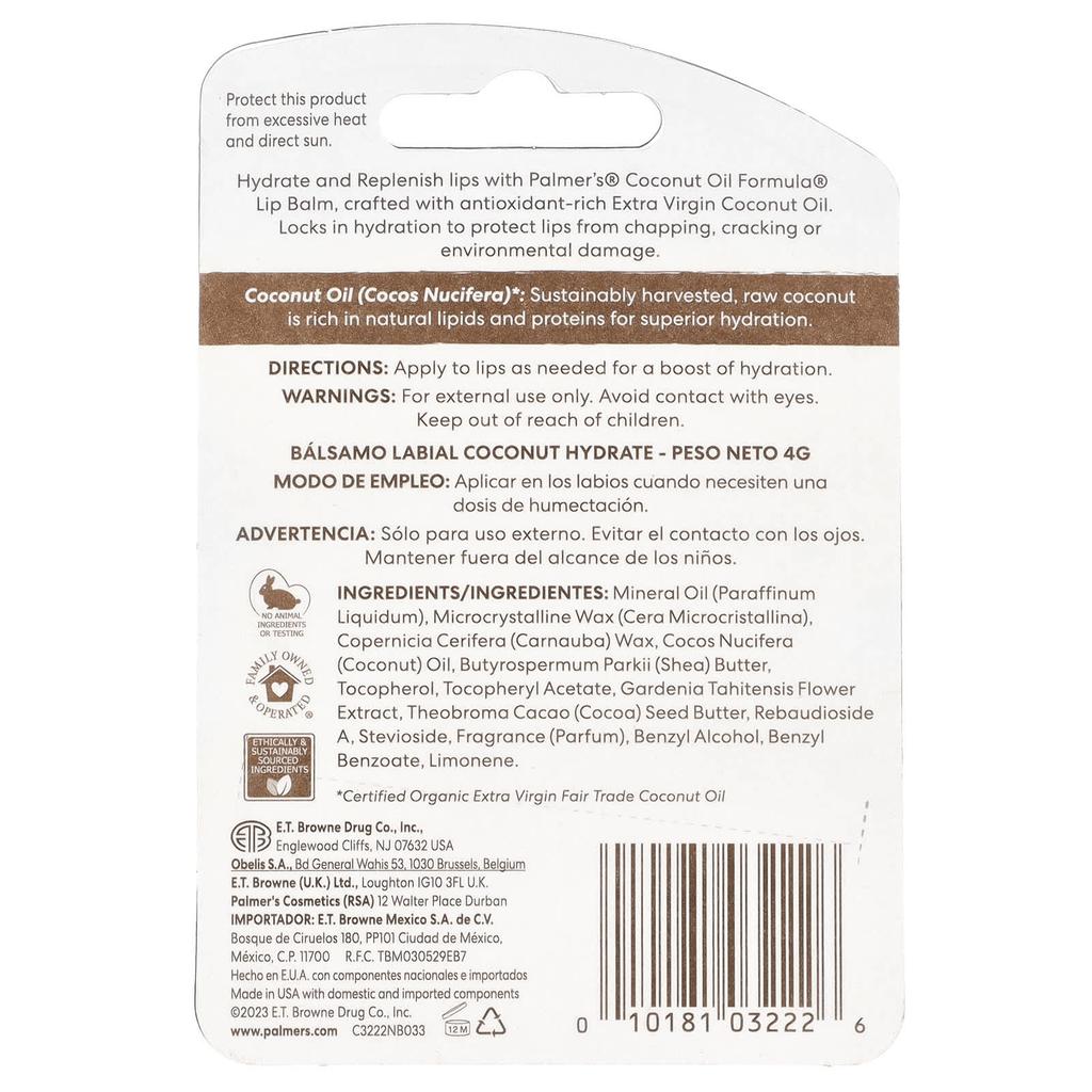 Palmer's Coconut Oil Formula® z witaminą E, Coconut Hydrate Balsam do ust, 4 G (0.15 uncji)