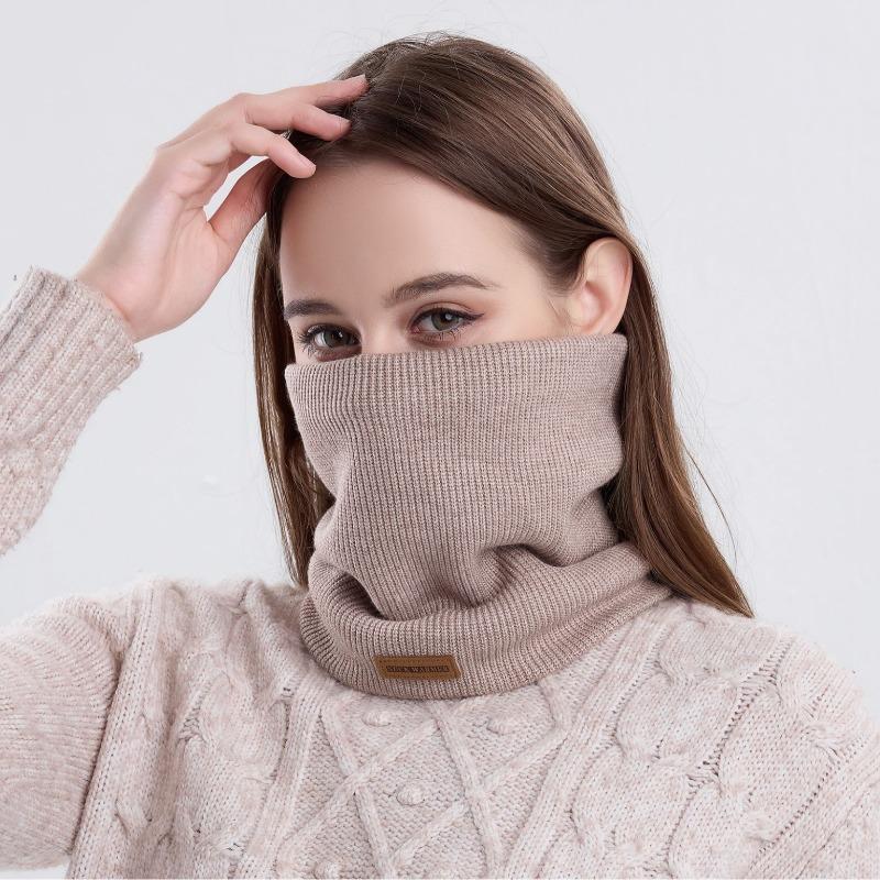 Thickened knitted scarf women's fashion versatile Maillard neck cover winter velvet thermal mask hot sale