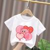 Kirbys Hemd Sommer Rundhals Rundes T-Shirt Baby Baumwolle Kurzarm Oberteile Mädchen Einfarbige Kinder Gedrucktes Anime Weißes T-Shirt Niedliche T-Shirts