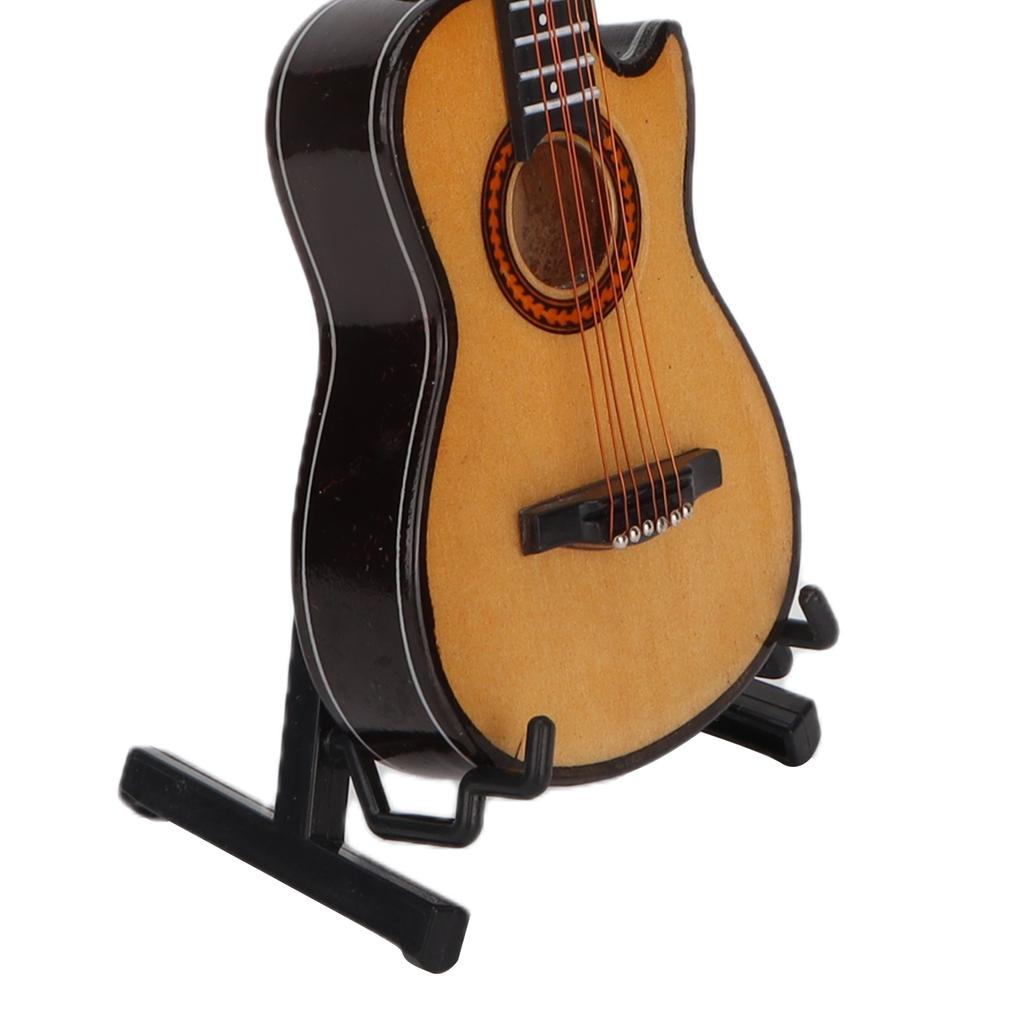 Minature Guitar Model Wooden   Musical Instrument Guitar Replica with Stand Ornament