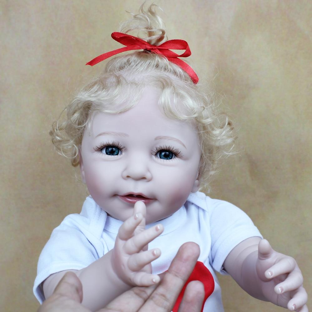 BZDOLL 55 CM Soft Silicone Reborn Baby Girl Doll Toy Lifelike 22 Inch Rooted Blonde Hair Princess Lisa Toddler Bebe Kids Birthday Gift