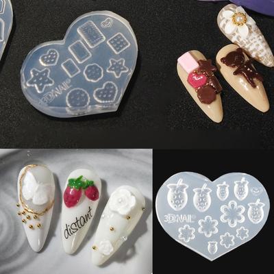 3D Nail Art Silicone Mold Flowers Love Stars Moon Letter Number Handicrafts Nail Decoration Moulds DIY Nail Tools Accessories