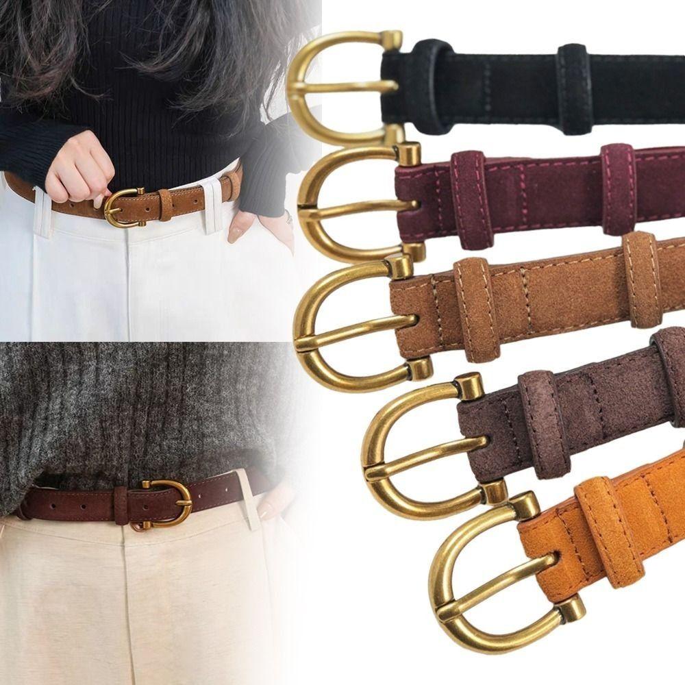 Versatile Suede Leather Belt Pin Buckle Wide Waistband Women Waist Belt Coat Skirt Decoration