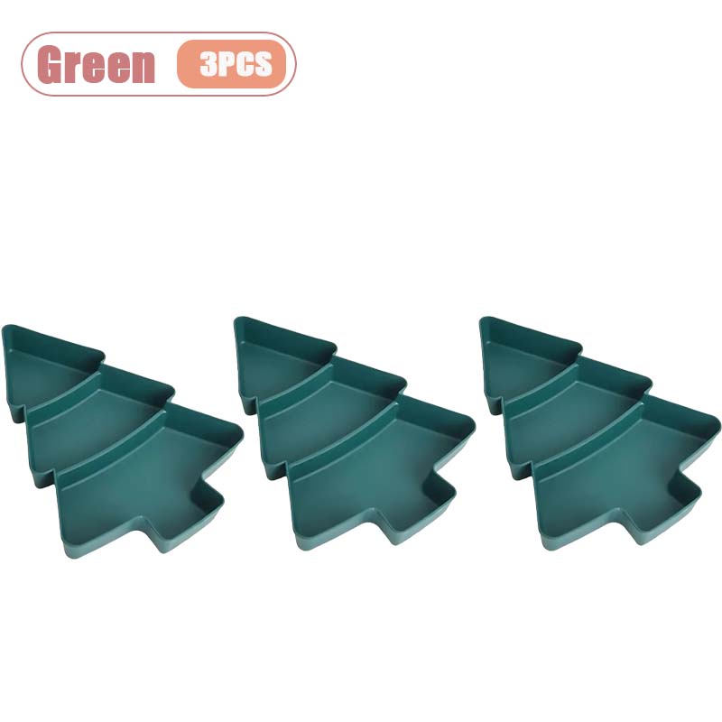 1-10PCS Plastic Divided Fruit Tray Christmas Tree Candy Dish Snack Plate Decorative Compartment Serving Tray for Living Room