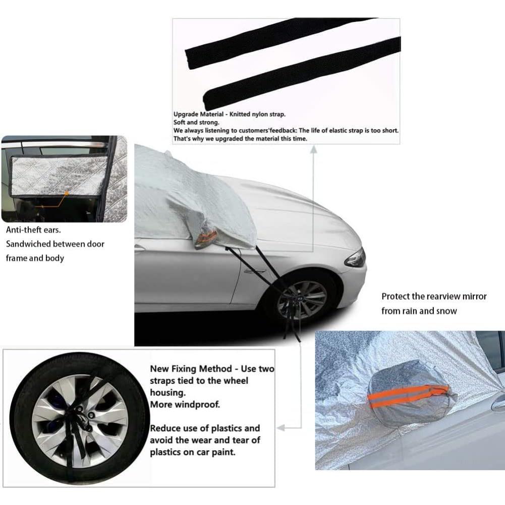 Windschutzscheibenabdeckung, Sonnenschutz Windschutzscheibenabdeckung mit Rückspiegel und Seitenglasabdeckung, faltbar, Schutz vor Schnee, EIS, Frost, Staub, Sonne