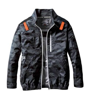 BURTLE Air Craft Spring/Summer Long Sleeve Blouson (Unisex) Camouflage Black AC2011, Size 38 (3XL)