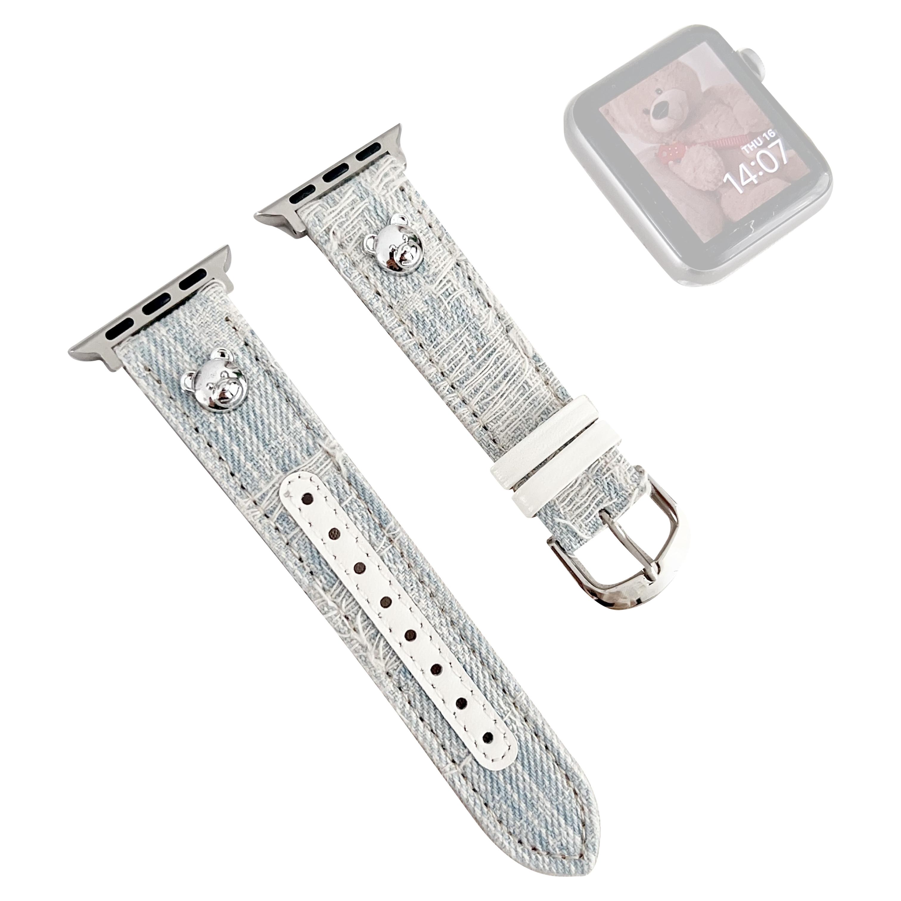 

Ремінець для Apple Watch Series 10 42мм/9 8 7 41мм/SE (2023) SE (2022) SE 6 5 4 40мм/3 2 1 38мм Джинсові ремінці для годинника Baby Blue