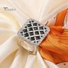 Scarf Ring Grid Square Ring, Rhinestone Silk Clip, Decorative Holder Slide Elegant Wrap for Women Neckerchiefs Shirts Shawls Buckle