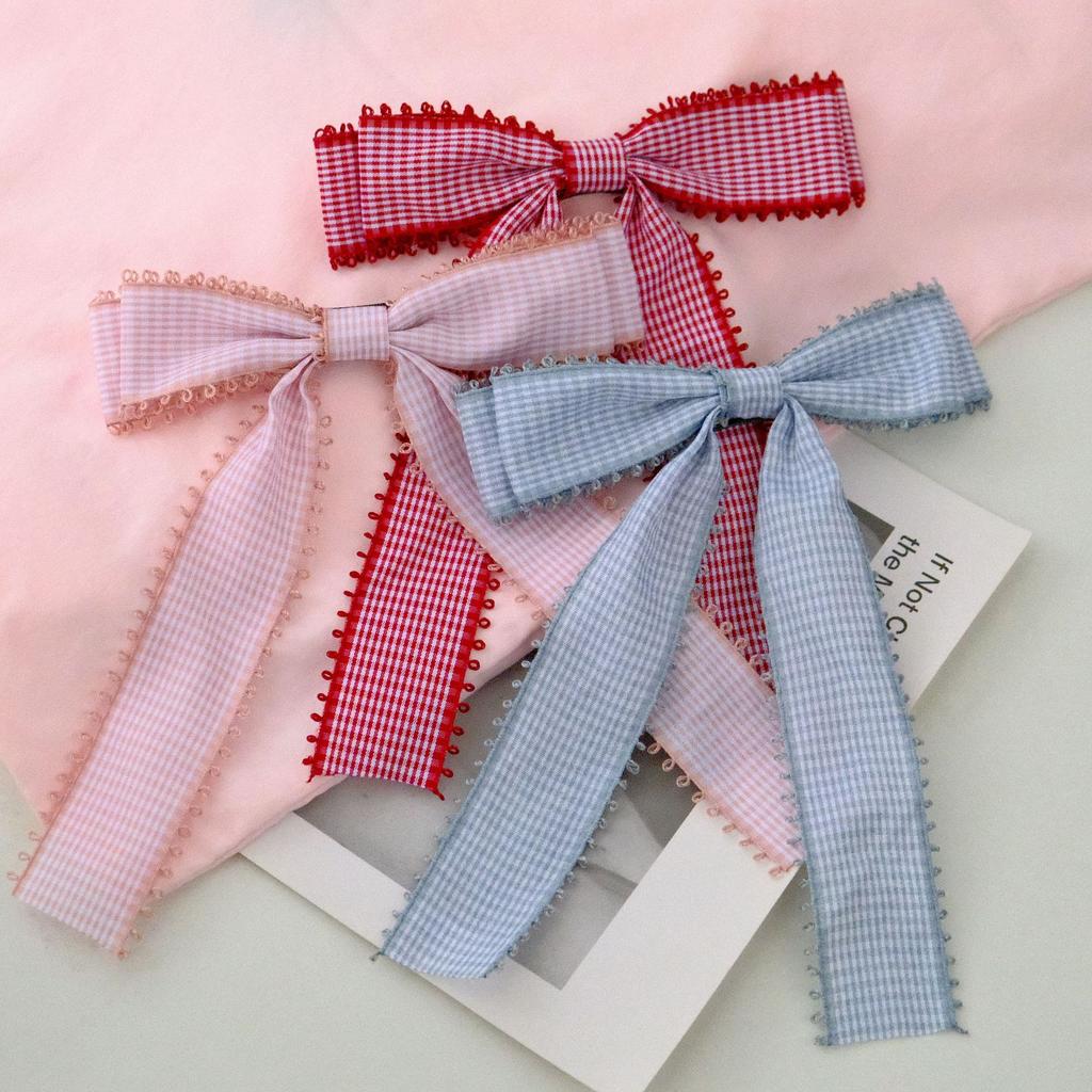 1PC Fashion Grid Fabric Bow Hair Clip for Girls Women Bow Ribbon Hair Clip Wedding Party Hair Accessories