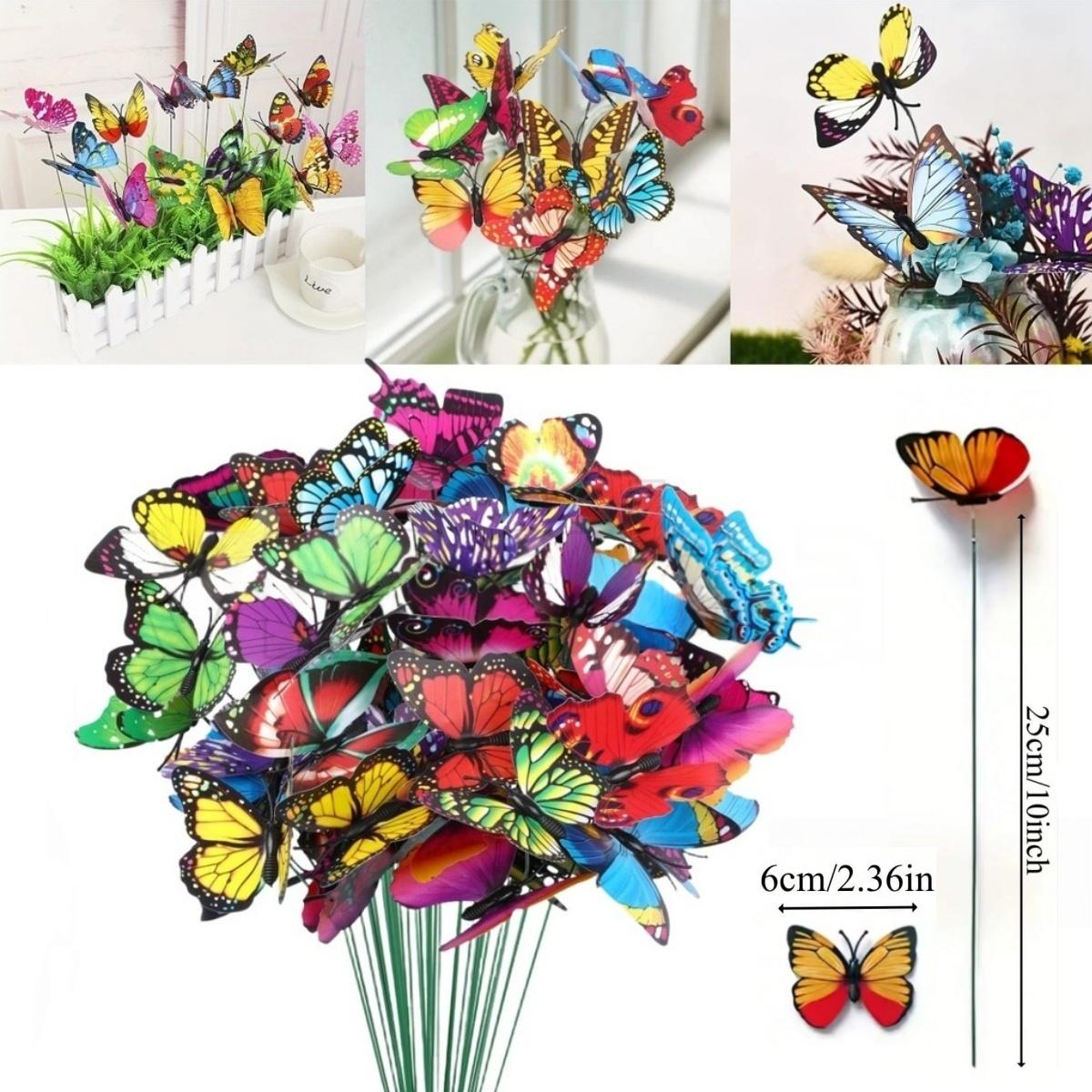 

5-100 Pcs 3D Butterfly Garden Stakes PVC Waterproof Decorative Colorfuli Garden Stakes for Indoor/Outdoor Yard Decorations (as the picture,5PCS)