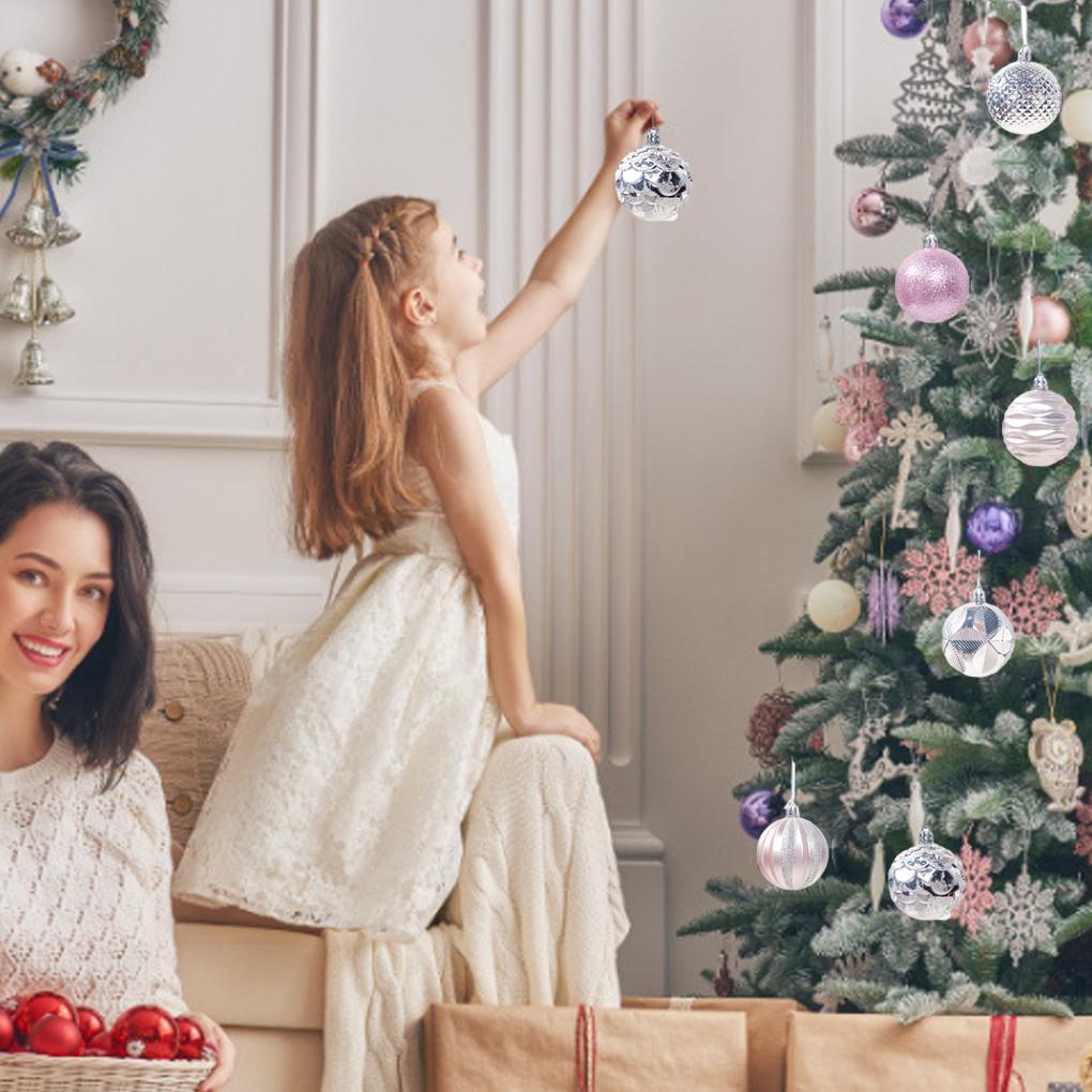 12 Stykker Plast Juletre Hengekule Avtakbar 12 Mønstre Ornament Kontor Kjøpesenter Festival Feriedekorasjon