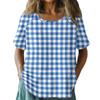Women's Retro Print Round Neck Short Sleeve T-Shirt - Cotton Linen Tee, Casual Summer Top, Soft and Breathable, S-XXL