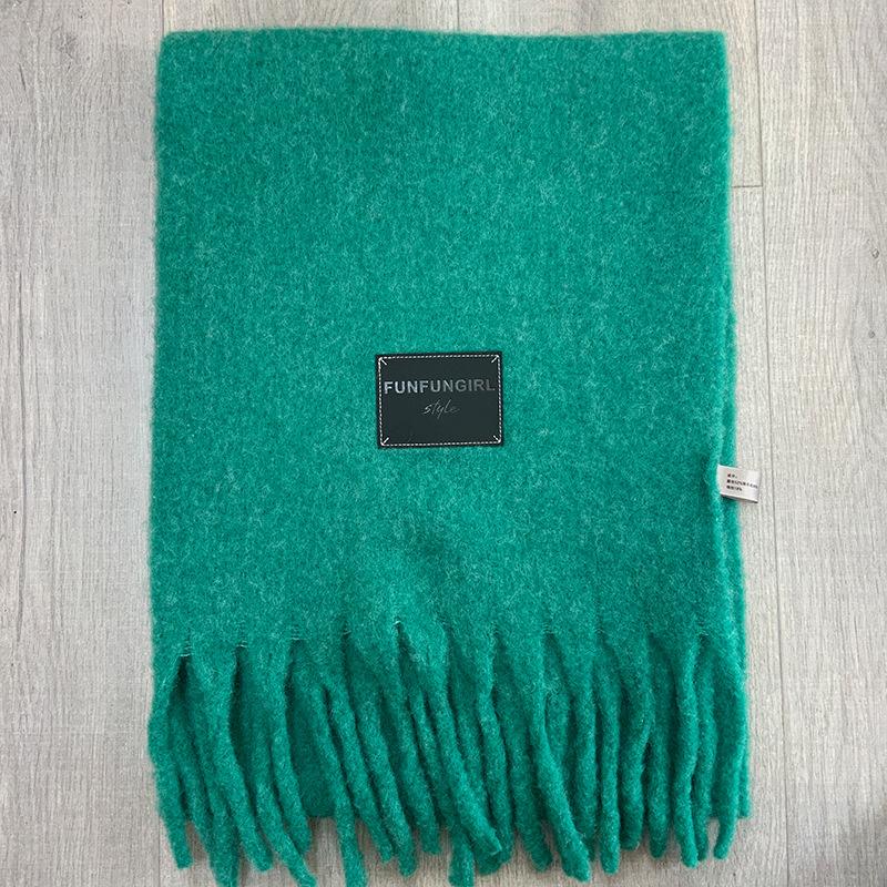 Autumn and winter Ankela red wool scarf women's new solid color thickened warm scarf high-end simple and versatile shawl