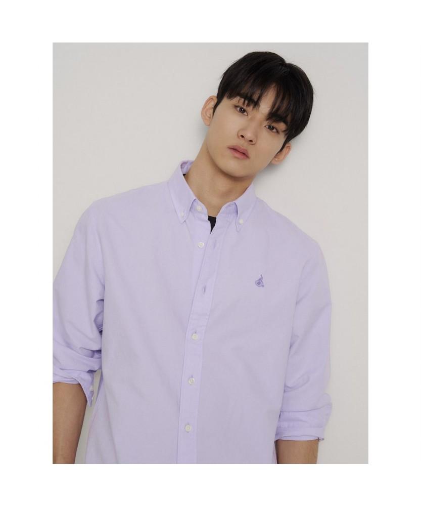 Binpolmen [Essential] Unisex Oxford Solid Shirt Light Purple