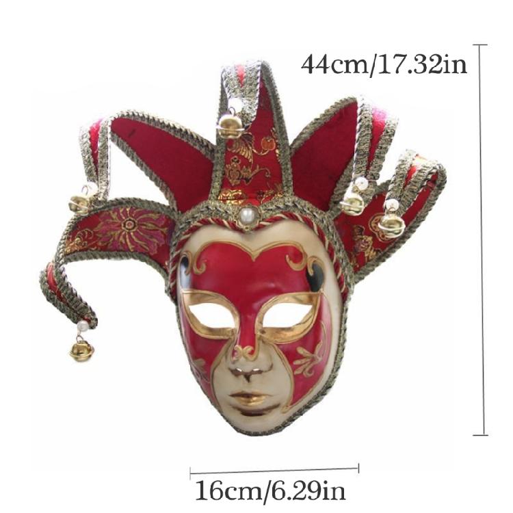 Masquerade Mask With Bells Vintage Jolly Jester Mask Comedy Mask Masquerade Decoration Mask for Men Women Halloween
