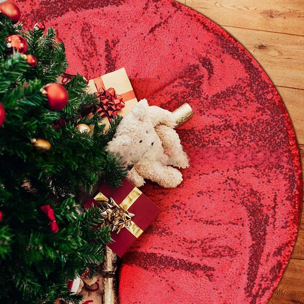 Christmas Tree Skirt Embroidered Sequin Tree Skirt Christmas Sequin Double Layer Tree Skirt Plush Snowflake Tree Skirt