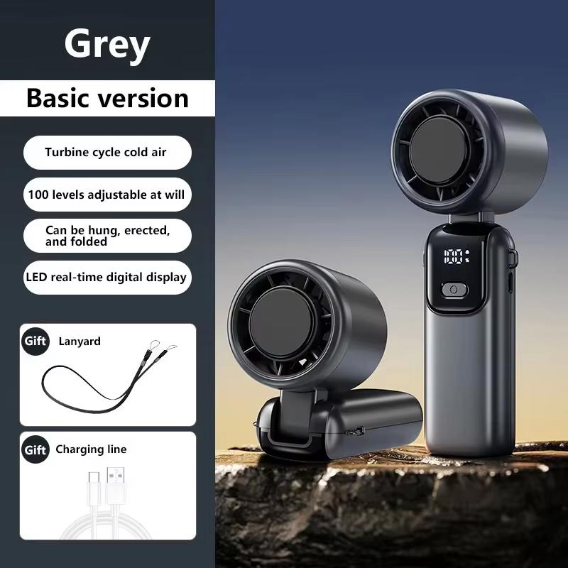 New Ice Cooling Handheld Fan 100 Speeds Turbo Portable USB Desk Fan Foldable/Hangable for Outdoor Fast Chill Ice Compress
