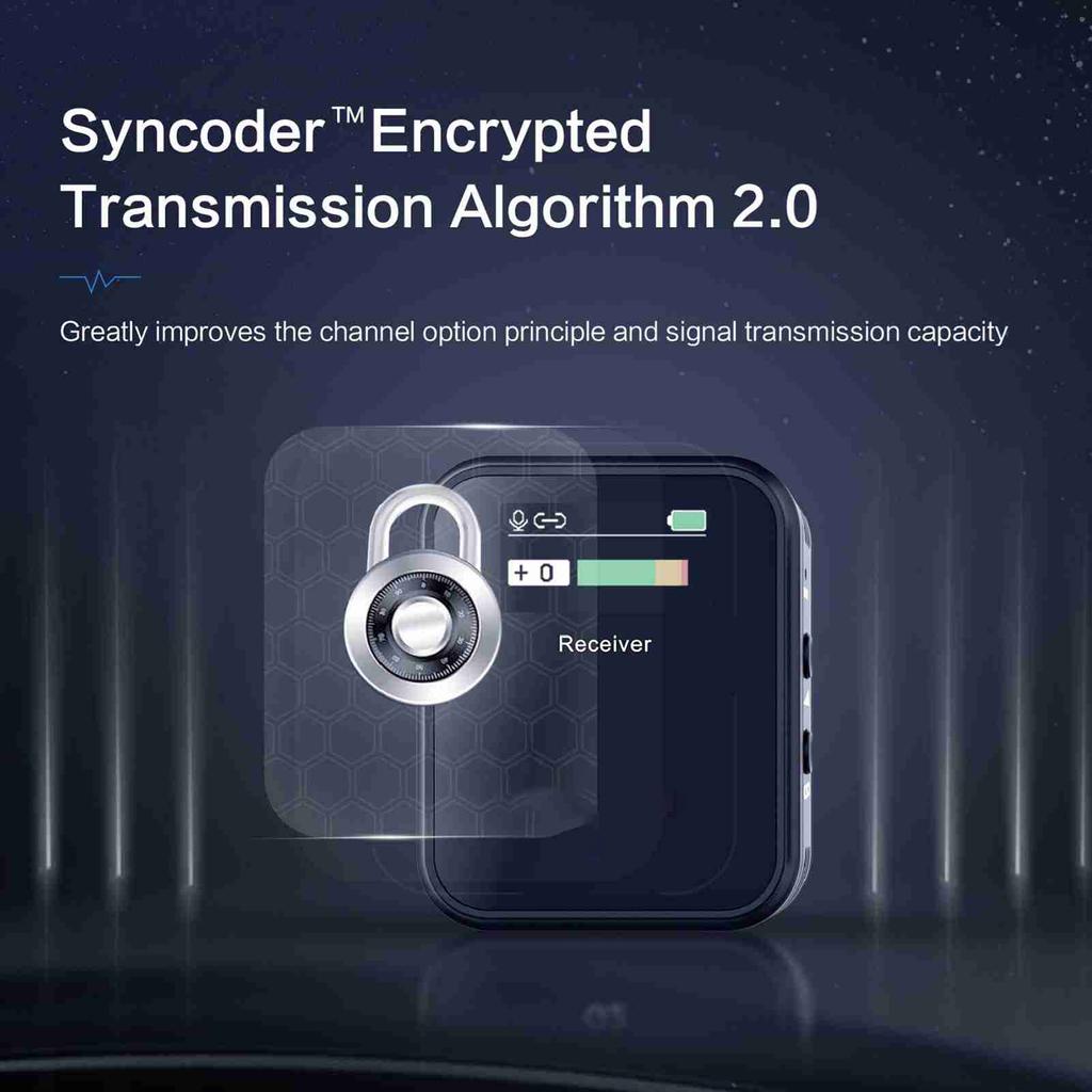 Wireless Lavalier Microphone 2.4G Noise Reduction TFT Screen 1 Channel Lapel Mic System for Vlogging Streaming Black