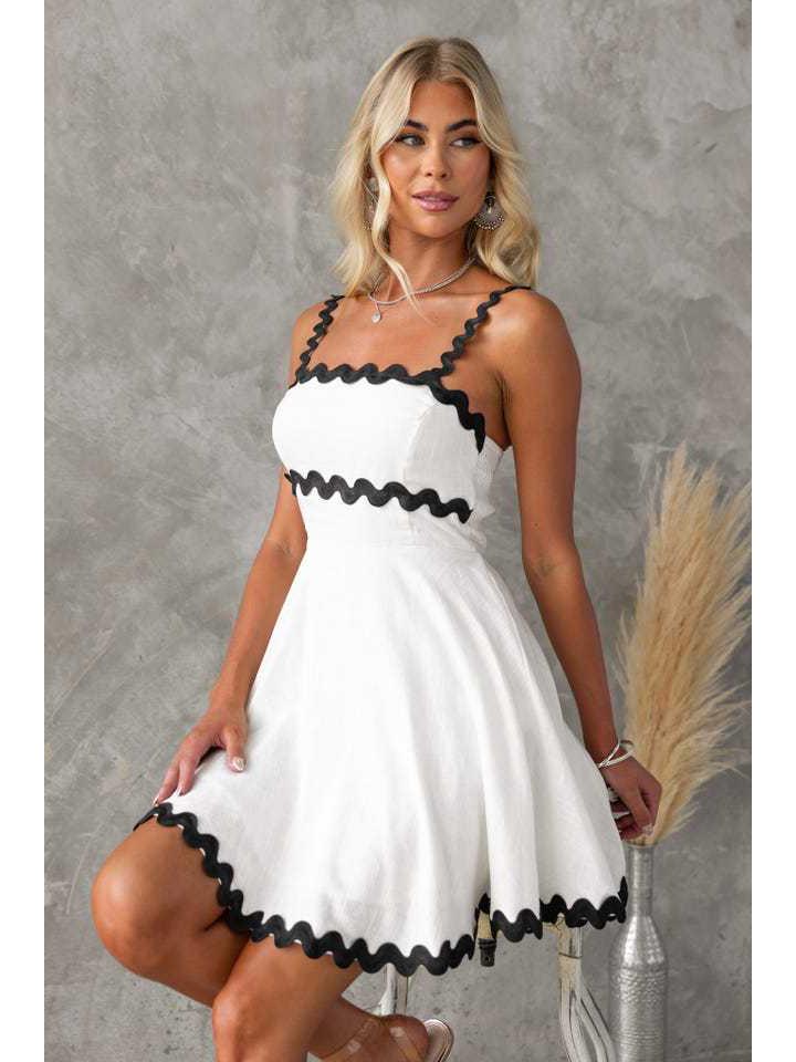 

25-я годовщина Летнее милое однотонное сексуальное платье-слинг мини Large