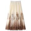 2025 New Ink Painting Midi Skirt for Women: Spring/Summer Slimming Pleated A-Line Umbrella Skirt
