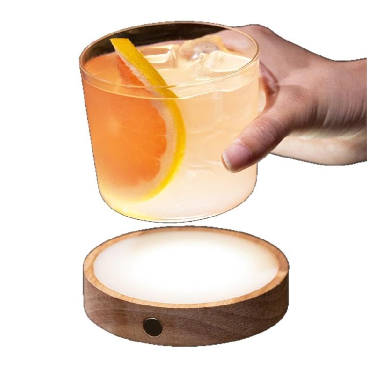 Glowing Drink Coaster with USB Rechargeable Design, Round LED Cup Base for Dining Tables, Coffee Bar, and Cafes